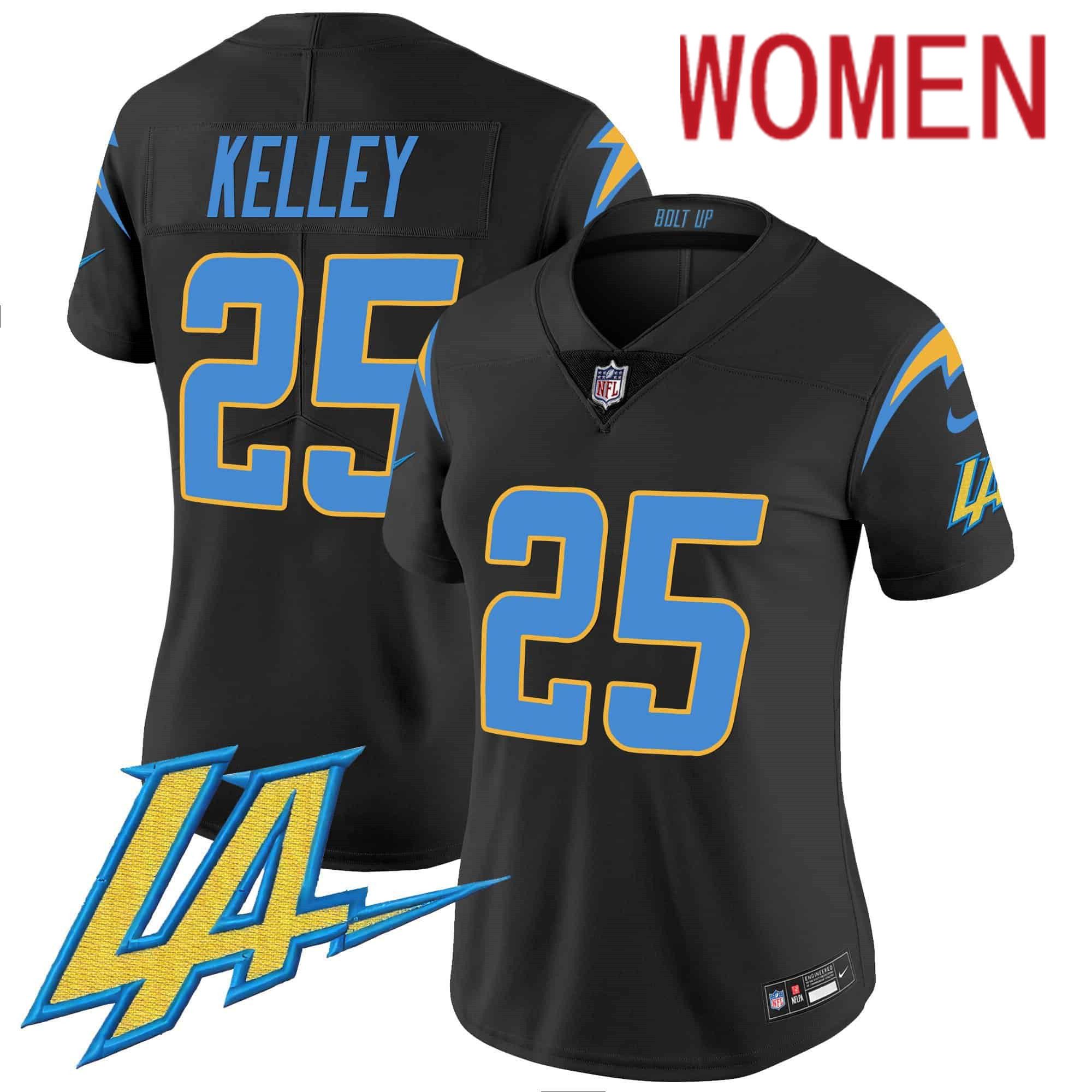 Women Los Angeles Chargers 25 Kelley Black 2024 Nike Vapor Limited NFL Jersey style 1
